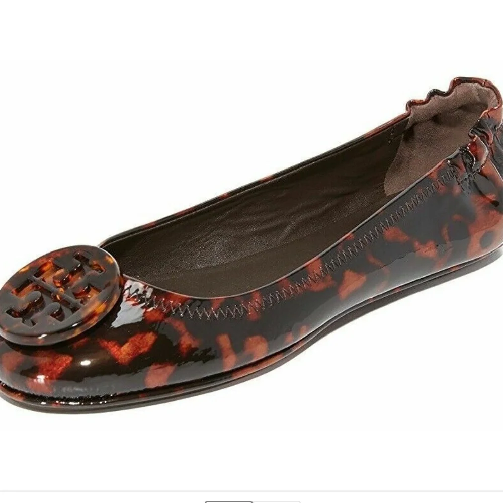 Tory Burch Tortoiseshell Patent Leather Minnie Travel Ballet Flat